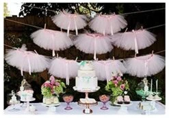 Tutu Table Skirt, Pink Tulle Tutu Table Skirt Decor, Birthday Event Wedding Party Decoration (Mini Pink Tutu Garland)