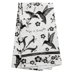Karma Gifts Black And White Boho Tea Towel, Cotton, Hummingbird