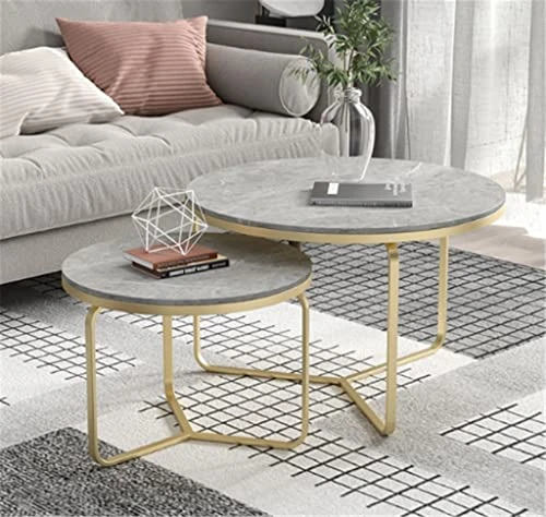 Rock Slab Coffee Table Creative Round Minimalist Scandinavian Style Living Room Small Coffee Table Small Table Marble (Color : Gray, Size : 60 * 45 * 37cm) - Image 5