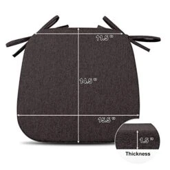 Chair Cushions For Dining Chairs Pad Indoor Non Slip Kitchen Room Metal Wooden Seat Cushion Pads With Ties [14.5 X 15.5 Inches] Dark Brown