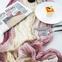 2 Pcs Cheesecloth Table Runner, 108 Inches Long Boho Rustic Long Tie Dye Table Runner, Wrinkle Gauze Table Decorations For Wedding Bridal Birthday Party Dinner