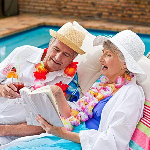 Elcoho Hawaiian Party Decorations Set Tropical Luau Grass Table Skirt With Hawaiian Garlands 3D Paper Straws Hawaiian Flowers And Palm Leaves For Tropical Luau Party Decorations - Image 4