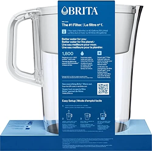 Brita Large 10 Cup Water Filter Pitcher With 1 Standard Filter, Made Without BPA, Tahoe, White - Image 4