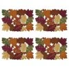 4 PCS Thanksgiving Placemats For Dining Table, 13 X 19 Inch Set Of 4 Embroidered Maple Leaves Table Mats For Fall, Harvest Applique Leaf For Autumn Decorations