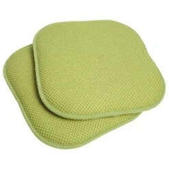 Memory Foam Honeycomb Nonslip Back Chair/Seat Cushion Pad (2 Pack), 16 X16, Green