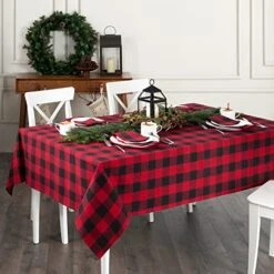 Use Living Holiday Buffalo Check Tablecloth, 52" X 70", Red/Black