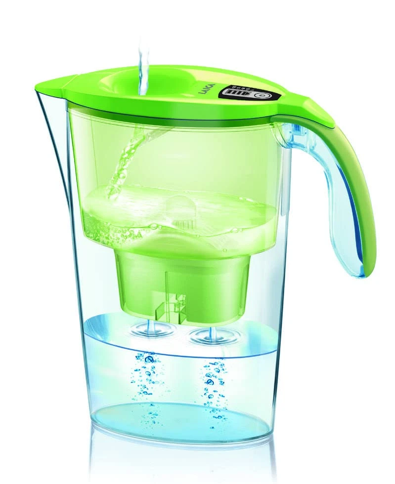 Laica Stream Line Water Filter Jug (Colour Edition) & 1 X 30 Day Bi-Flux Water Filter Cartridge - Fits Inside Your Fridge - Quick Fill Lid, 2.3L Total Capacity, 1.2L Filtered Water J31AB-GREEN