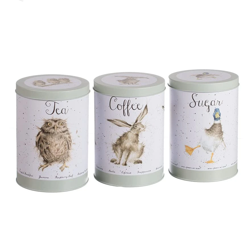 Designs Set Of 3 Storage Container Tins For Tea, Coffee And Sugar | Canister Tin Jars