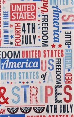 Patriotic 4TH Of July Sentiments Vinyl Flannel Back Tablecloth (52" X 52" Square)