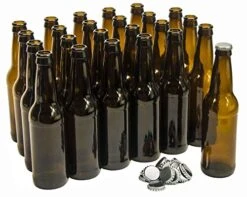 - ABB-CC-24 12 Ounce Long-neck Amber Beer Bottles - Case Of 24 - Includes Crown Caps