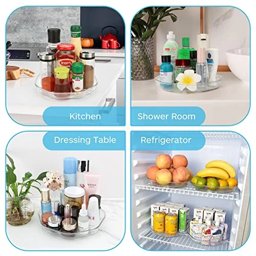 Lazy Susan Organizer For Cabinet, Lazy Susan Turntable For Cabinet, 2 Pack Lazy Susan For Table, Turntable Organizer, Lazy Susan For Refrigerator, Clear Lazy Susan Organizer, 9.1 Inches - Image 4