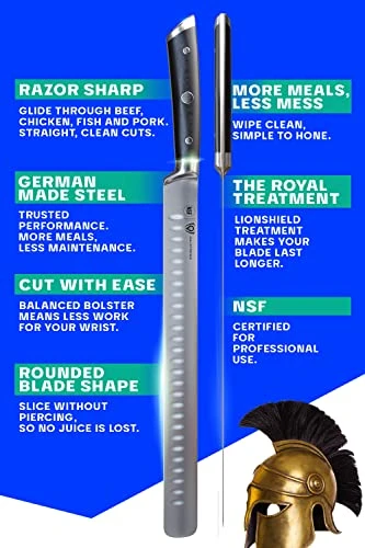 Slicing & Carving Knife - 12 Inch - Gladiator Series Elite - Granton Edge - Forged High-Carbon German Steel Kitchen Knife - G10 Handle - Razor Sharp - W/Sheath - NSF Certified - Image 4