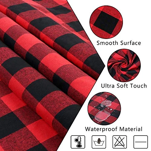 Christmas Tablecloth Rectangle, Buffalo Plaid Tablecloth 60 X 84 Inches With 100% Cotton Waterproof Red And Black Checkered Tablecloth For Christmas Table Decor - Image 2