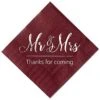 Wedding Napkins Mr Mrs Burgundy Silver Cocktail Beverage Dessert Disposable Napkins For Wedding Shower Engagement Party Decorations, Wedding Table Decor, 100 Pcs, 3-Ply