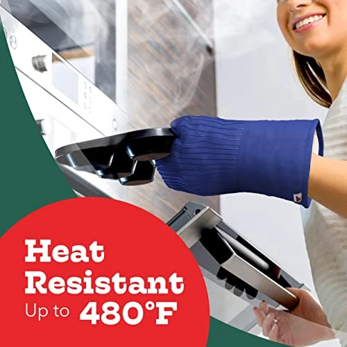 IG RED HOUSE Oven Mitts And Pot Holders Sets, With The Heat Resistance Of Silicone And Flexibility Of Cotton, Recycled Cotton Infill, Terrycloth Lining, 480 F Heat Resistant Pair Royal Blue - Image 4