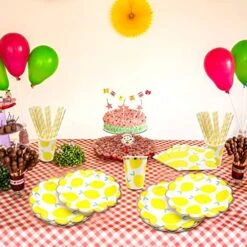 Disposable Gold Paper Plates - 40-Count Paper Plates, Party Supplies For Appetizer, Lunch, Dinner, And Dessert(Lemon,7 Inches)