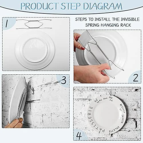 12 Pieces Plate Hangers 6, 8, 10 Inches Wall Invisible Plate Hangers Stainless Decorative Wire Plate Hangers With 12 Pieces Hangers Hook With Nails For Decorative Plates (Silver) - Image 4
