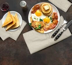 Natural Color Flax Cotton Lace Napkin, Decorative Wedding Cocktail Mashine Washable Dinner Napkins With Beautiful Lace Pack Of 12-18x18 Inch