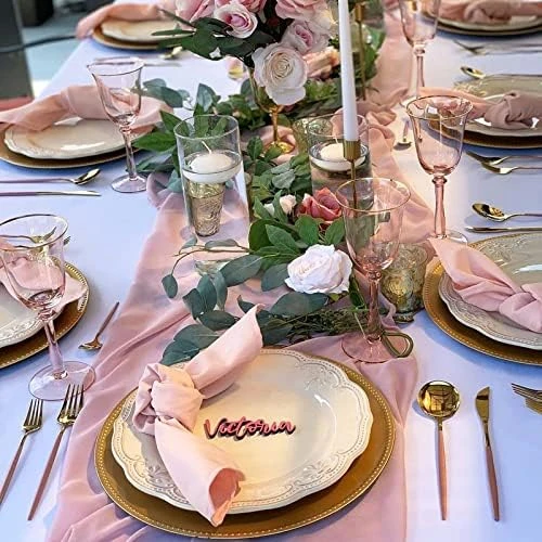 YAWALL Chiffon Table Runner For Wedding Decorations - Dusty Rose Bridal Baby Shower Party Decor Rustic Boho Runners 10ft - Image 9