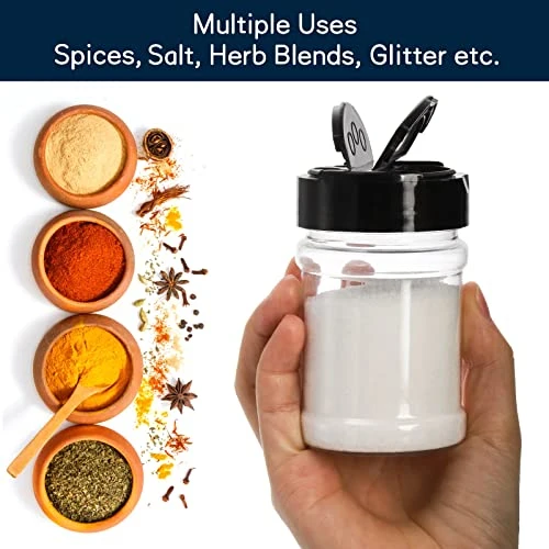 20 Pack Plastic Spice Jars Bottles, 5 Oz PET Spice Containers BPA Free With Black Cap, Empty Seasoning Jars Glitter Storage Containers For Storing Spice Herbs Powders Glitter - Image 4