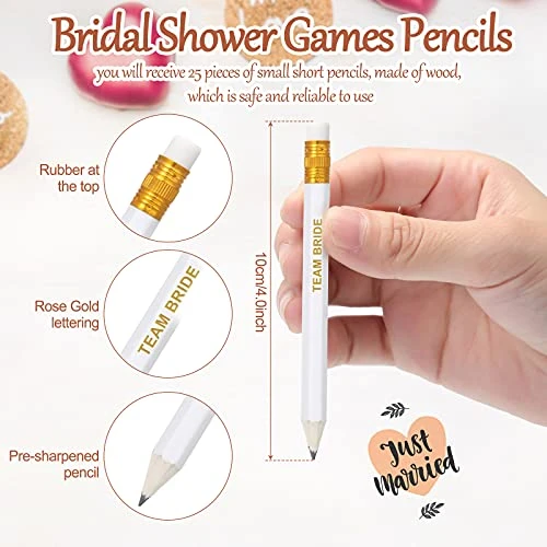 MTLEE 30 Pieces Bridal Shower Artificial Diamond Rings Adjustable Wedding Engagement Rings 25 Team Bridal Pencils Pre-sharpened Pencils For Wedding Decorations Bridal Shower Party Favors (Rose Gold) - Image 2