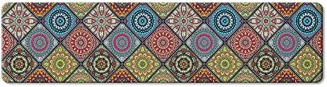 QiyI Floor Comfort Mat 1 Piece Kitchen Rug PVC Leather Waterproof Oil Proof Runner Rug Non Skid Laundry Standing Mat Anti Fatigue Foam Cushioned Doormat 17" W X 71" L - Ethnic Traditional Pattern - Image 5