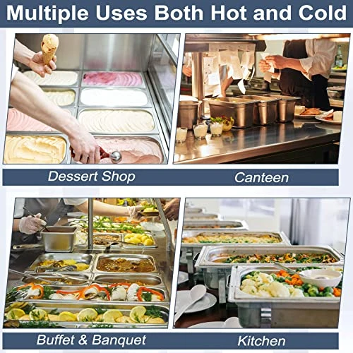 8 Pack Stainless Steam Hotel Pan 6" Deep Steam Table Pan With Lid 0.8 Mm Thick Stainless Steel Anti Jam Steam Pan Restaurant Anti Clogging Steamer For Party, Restaurant, Hotel (1/4 Size) - Image 4