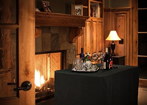 InenTablecloth 6 Ft. Fitted Polyester Tablecloth Black - Image 3