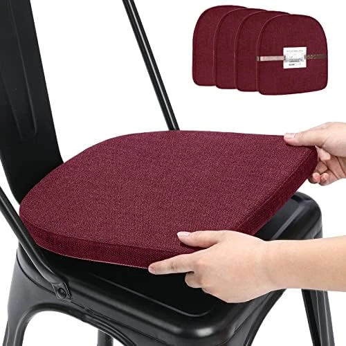 Natural Linen 14x14 Magnetic Cushions For Metal Chair Set Of 4, Enhanced Anti-Slip Seat Pads For Dining Kitchen Café Stackable Chairs (U-Shape, Black, 4 Counts) - Image 13