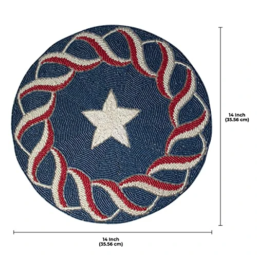 Memorial Day Patriotic Decorations Beaded Placemats Pack Of 1-4th Of July Freedom Stars American Flag Independence Day Table Place Mats For Kitchen Dining Table Home Decor - 14 Inches - Image 7