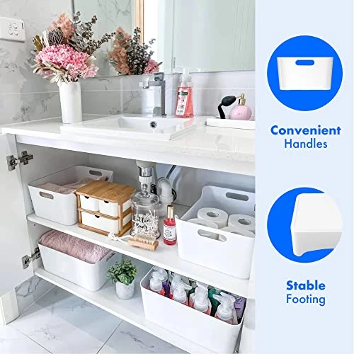 Pantry Organization And Storage Baskets, Pantry Organizer Bins White Pantry Storage Bin Plastic Storage Bins Pantry Plastic Bin Organization Under Sink Organizers And Storage Container Organizing Bin - Image 4