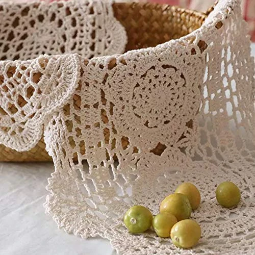 Lace Doilies Handmade Crochet Placemats Cotton Doilies Cloth Lace, Pack Of 4, Oval Shape, 10 X 14 Inch (Beige) - Image 4