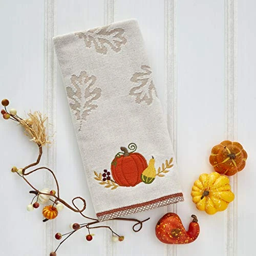 Arvest Traditional Pumpkin Hand Towel Set, Tan - Image 4