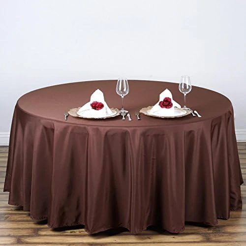 6 Pcs 108 Inch White Round Polyester Tablecloths Fabric Table Cover Linens For Wedding Party Banquet Reception Events Kitchen Dining - Image 12