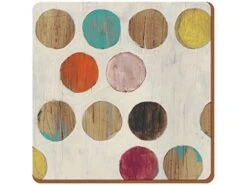 Tops Retro Spot Premium 6-Piece Set Of Cork-Backed Coasters By, 10.5 X 10.5 (4" X 4")