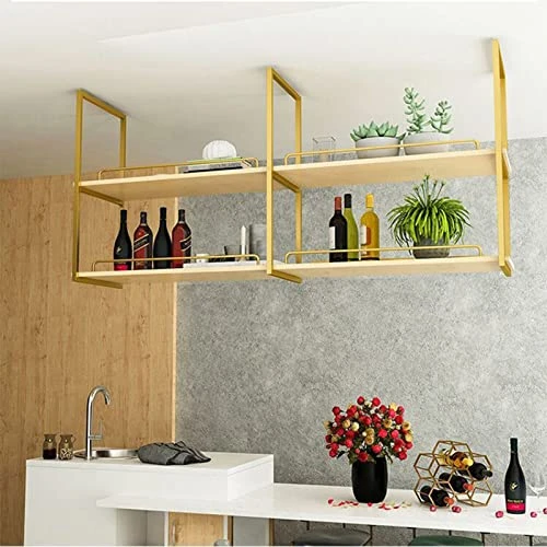 Ceiling Hanging Shelf, Kitchen Bar Counter Restaurant Hanger Shelf, Wall-mounted Flower Shelf 80/100/120cm (Size : 80X30X50CM) - Image 5
