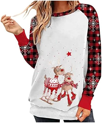 Sweatshirts For Women Loose Fit Fall Crew Neck Sweatshirts Long Sleeve Christmas Print Fashion Pullover Top Fall Clothes - Image 10