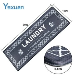 Runner Rug, 17"x59" Laundry Room Rug Memory Foam Cushioned Laundry Rugs And Mats PVC Water Proof Carpet No-Slip Anti Fatigue Floor Mat For Laundry Room,Kitchen（Black）