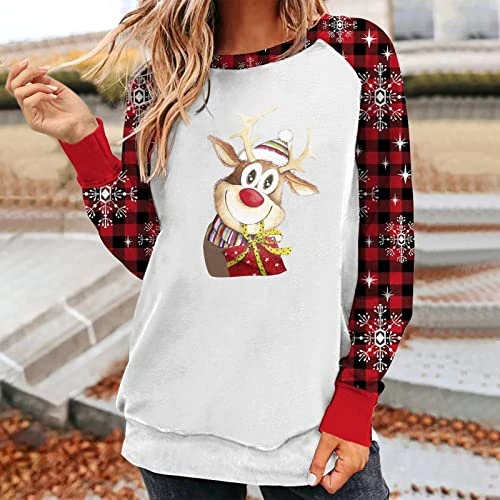 Sweatshirts For Women Loose Fit Fall Crew Neck Sweatshirts Long Sleeve Christmas Print Fashion Pullover Top Fall Clothes - Image 2