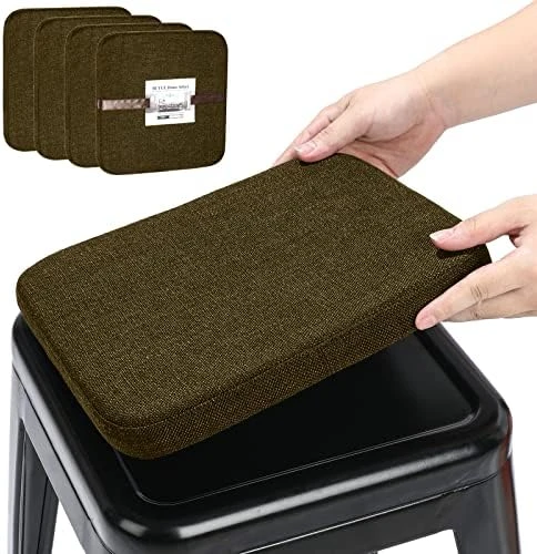 Natural Linen 14x14 Magnetic Cushions For Metal Chair Set Of 4, Enhanced Anti-Slip Seat Pads For Dining Kitchen Café Stackable Chairs (U-Shape, Black, 4 Counts) - Image 12