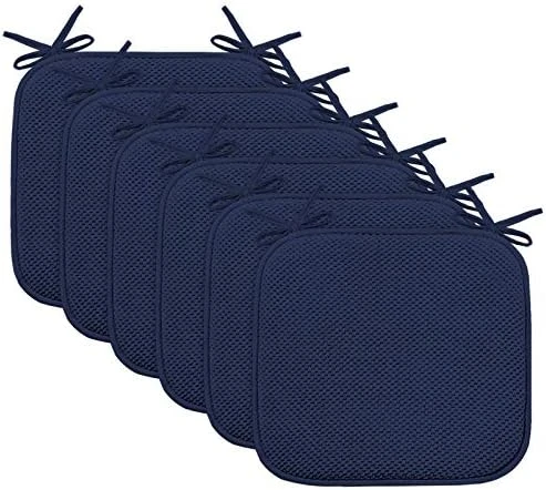 Non Slip Memory Foam Seat Chair Cushion Pads Honeycomb Premium Comfort Memory Foam Chair Pads/Cushions With Ties - Seat Cover 16" X 16" Chair/Seat Cushion Pad, 2 Pack, Navy - Image 14