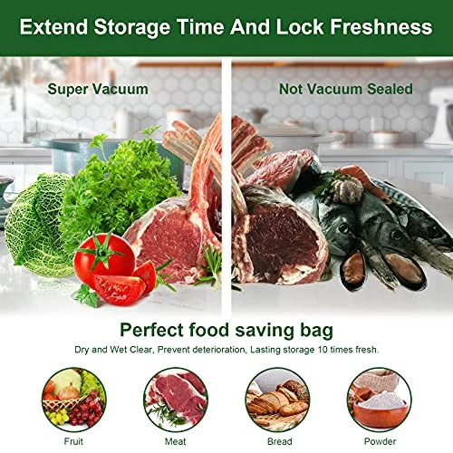 Vacuum Sealer Bags,200 Pint,6"x10",Freezer Storage Bags,Heavy Duty Puncture Prevention,Sous Vide Vacuum Meal Safe,Universal Pre Cut Bag Design - Image 3