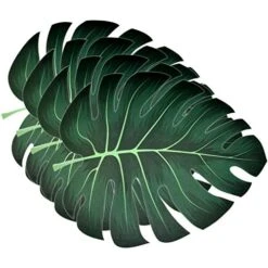 50 Disposable Tropical Palm Leaf Paper Place Mats 12”x 14” Summer Hawaiian Luau Green Leaves Charger Place Mats For Floral Greenery Jungle Dinner Table Setting Baby Shower Birthday Party Decor