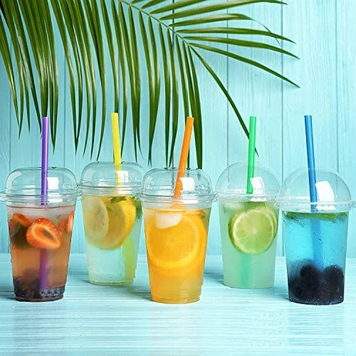 300 Pcs Multi Colors Jumbo Smoothie Straws Boba Straws,Plastic Milkshake Straws Disposable Wide-mouthed Large Individually Wrapped Straws(0.43" Wide X 9.45" Long) - Image 4