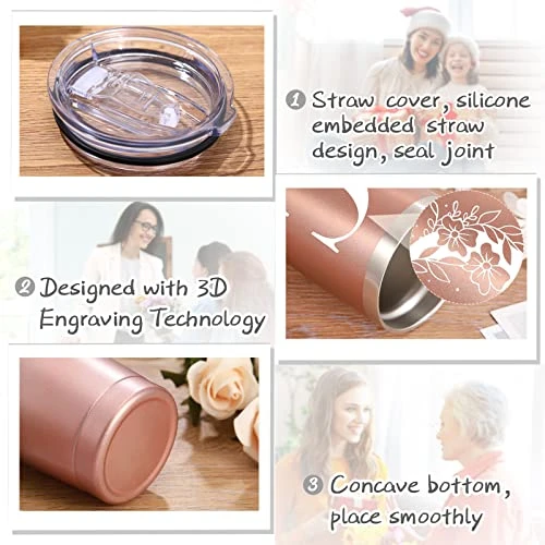 Personalized Initial Mug Tumbler 20oz, Monogrammed Travel Mug With Gift Box For Wedding Birthday Graduation Party, Birthday Christmas Gifts For Women Mom Sisters Teacher Coworker (C) - Image 3