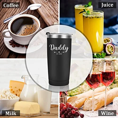 Daddy And Mommy Est 2023 Travel Tumbler, New Parents Insulated Tumblers 20Oz, Mom Dad Gift For Mother's Day, Father's Day, Christmas, New Pregnancy, Birthday, Baby Shower (Black Aqua Blue) - Image 3