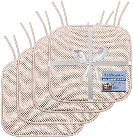 Premium Chair Cushions Memory Foam Chair Pads 4 Pack - 16x16 Inch Thick Soft Seat Cushion Pads Non Slip With SBR Backing And Straps - Durable Mats Pads For Lounge, Kitchen, Navy - Image 10