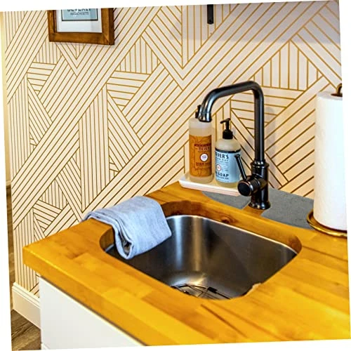 5pcs Sink Protector Cloth Drip Protector Faucet Absorbent Faucet Wrap Around Mat Drying Splashes Dish Mat Home Supply Washable Sink Fiber Pads Hand Pad Catch Water Grey Sponge - Image 2