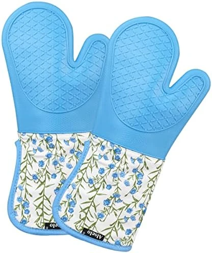 Silicone Oven Mitts Heat Resistant 932β With Waterproof & Non-Slip Kitchen Mittens, Set Of 2 Extra Long Oven Gloves With Soft Cotton Terry Lining For Baking Cooking Barbecue - Image 6