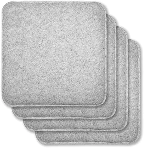 Set Of 4 Chair Seat Pads, Square Indoor Cushion With Non-Slip Bottom, Thick Soft Felt, 13x13 Inches, Dark Gray - Image 4